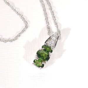 Chrome Diopside Pendant Necklace Sterling Silver